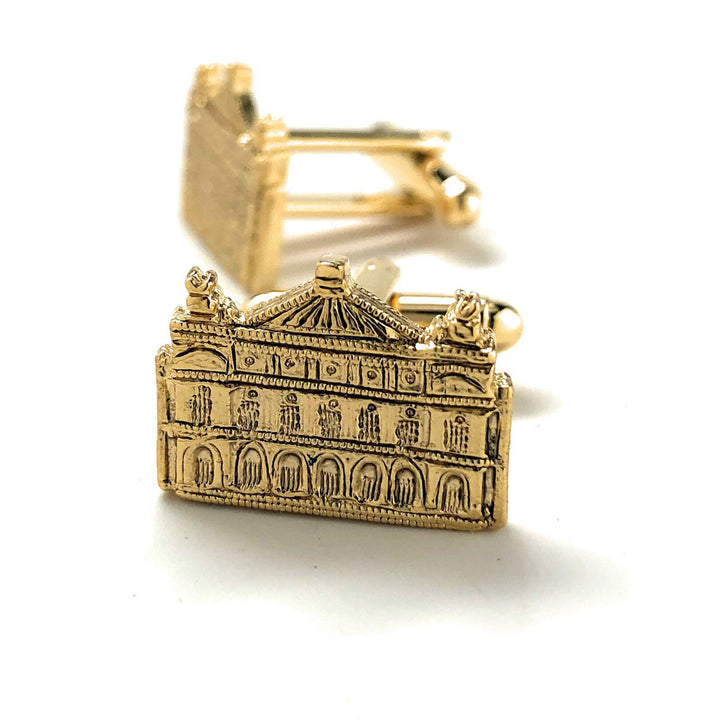 Whimsical Castle Cufflinks Gold Tone Palace Mansion Detailed Design Cuff Links Gifts for Dad Husband Gifts for Him Image 3