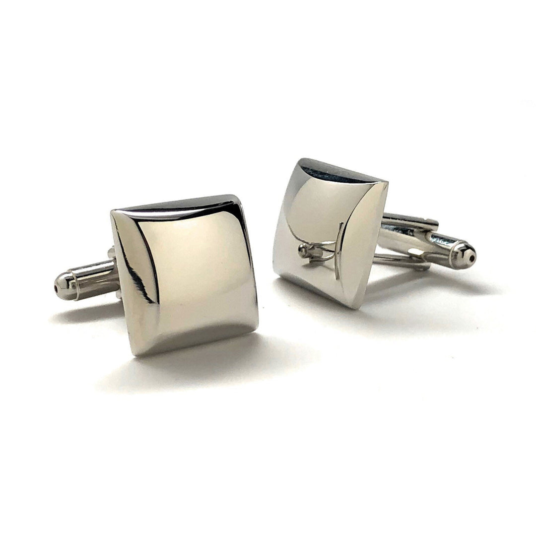 Silver Wedge Cufflinks Silver Thick Shinny Cufflinks Fun Party Cool Classy Cuff Links Comes Gift Box Gifts for Dad Image 2