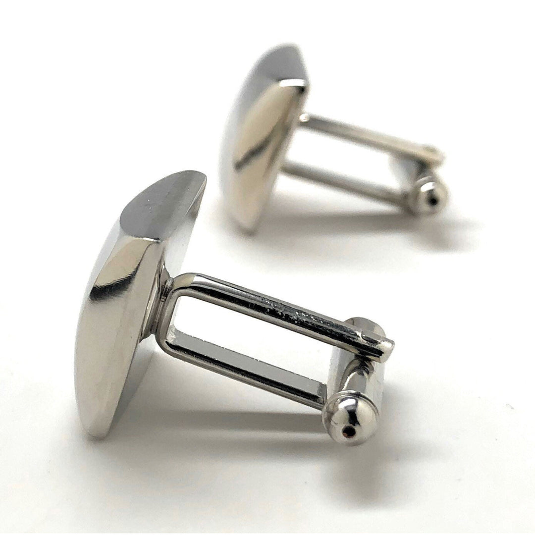Silver Wedge Cufflinks Silver Thick Shinny Cufflinks Fun Party Cool Classy Cuff Links Comes Gift Box Gifts for Dad Image 3