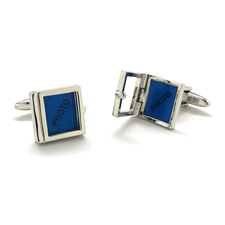 Cufflinks Classic Square Photo Frame Silver Tone Cuff Links Ready to Frame a Picture Or Anything You Like Cool Fun Comes Image 3