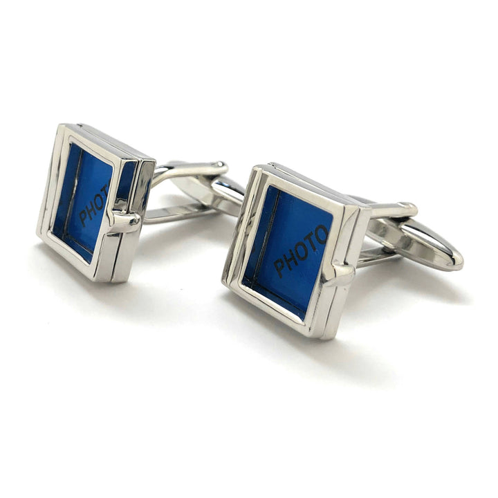 Cufflinks Classic Square Photo Frame Silver Tone Cuff Links Ready to Frame a Picture Or Anything You Like Cool Fun Comes Image 4