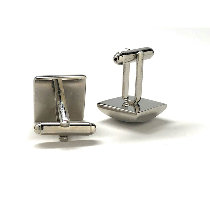 Silver Wedge Cufflinks Silver Thick Shinny Cufflinks Fun Party Cool Classy Cuff Links Comes Gift Box Gifts for Dad Image 4