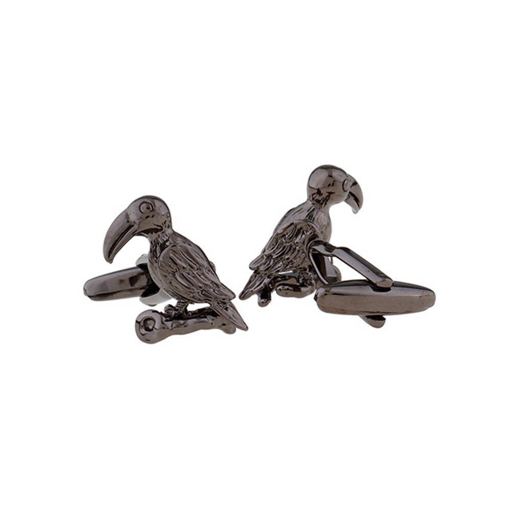 Gunmetal Toucan Bird Cufflinks Highly Detailed 3D Design Fun Cool Cuff Links Comes with Gift Box Image 2