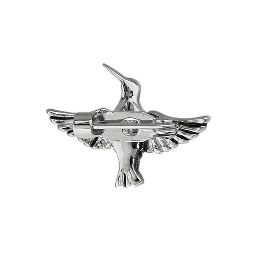 Enamel Pin Free as a Bird Lapel Pin Silver Tone Black Enamel Hummingbird Tie Tack Image 2