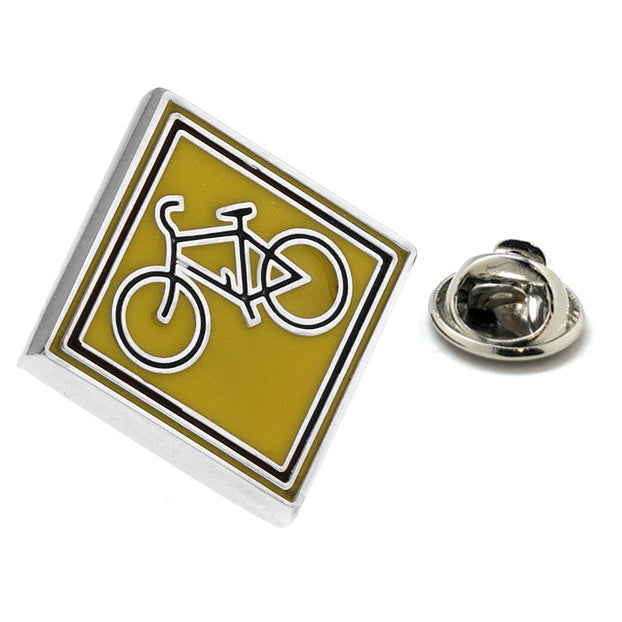 Bike Sign Enamel Pin Cyclist Lapel Pin Cycling Biker Yellow Black Enamel Bicycle Tie Tack Image 1
