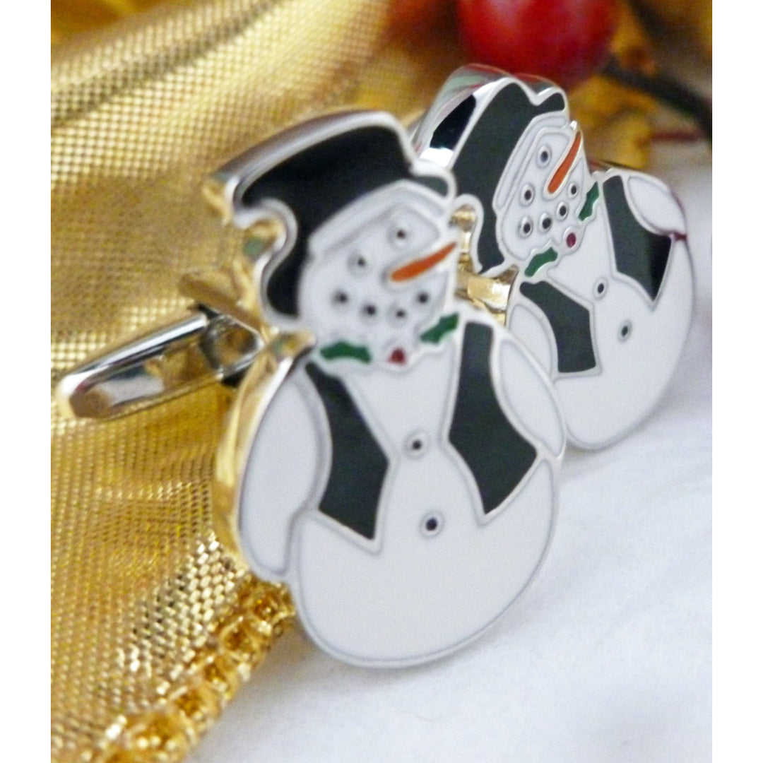 Frosty the Snowman Cufflinks Christmas Winter Wonderland Christmas Family Parties Work Party Cuff Links Image 2