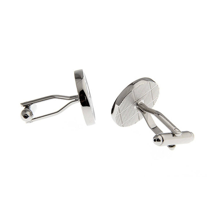 No Pain No Gain Cufflinks Silver Tone with Black Enamel Gym Weight Lifting Fun Party Cool Work Out Cuff Links Comes with Image 2