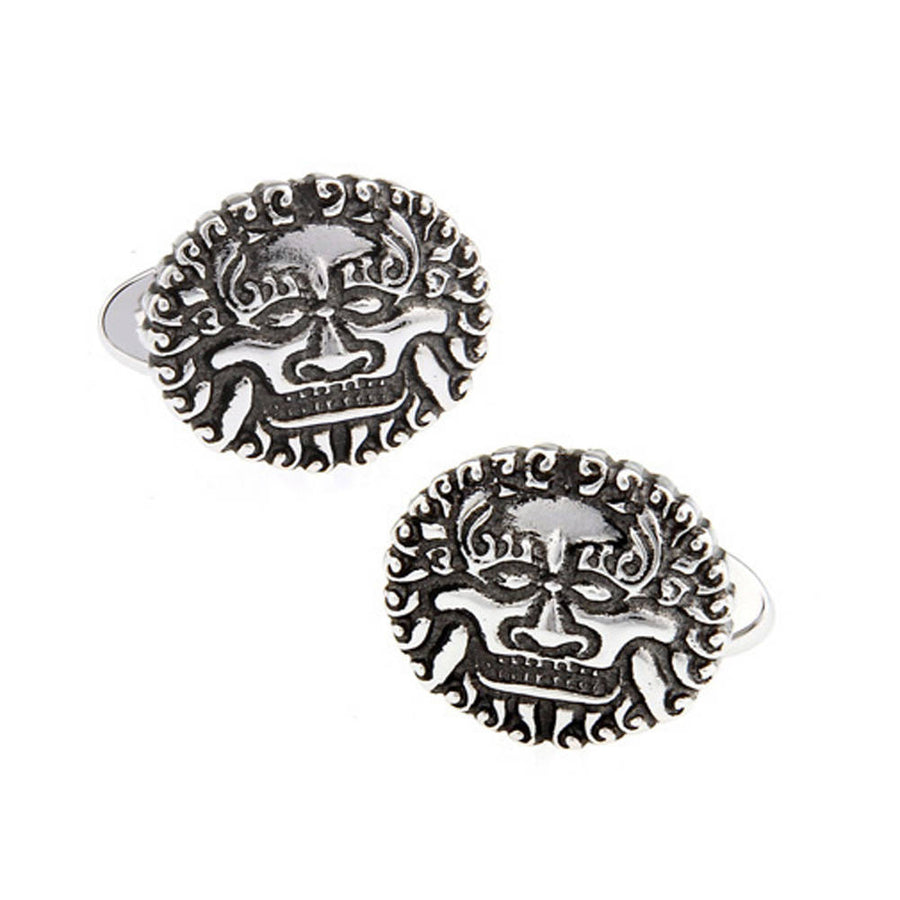 Silver Tone Sun King Cufflinks The King of France Power Royal Crown Empire Cool 3D Black Enamel Cuff Links Comes with Image 1