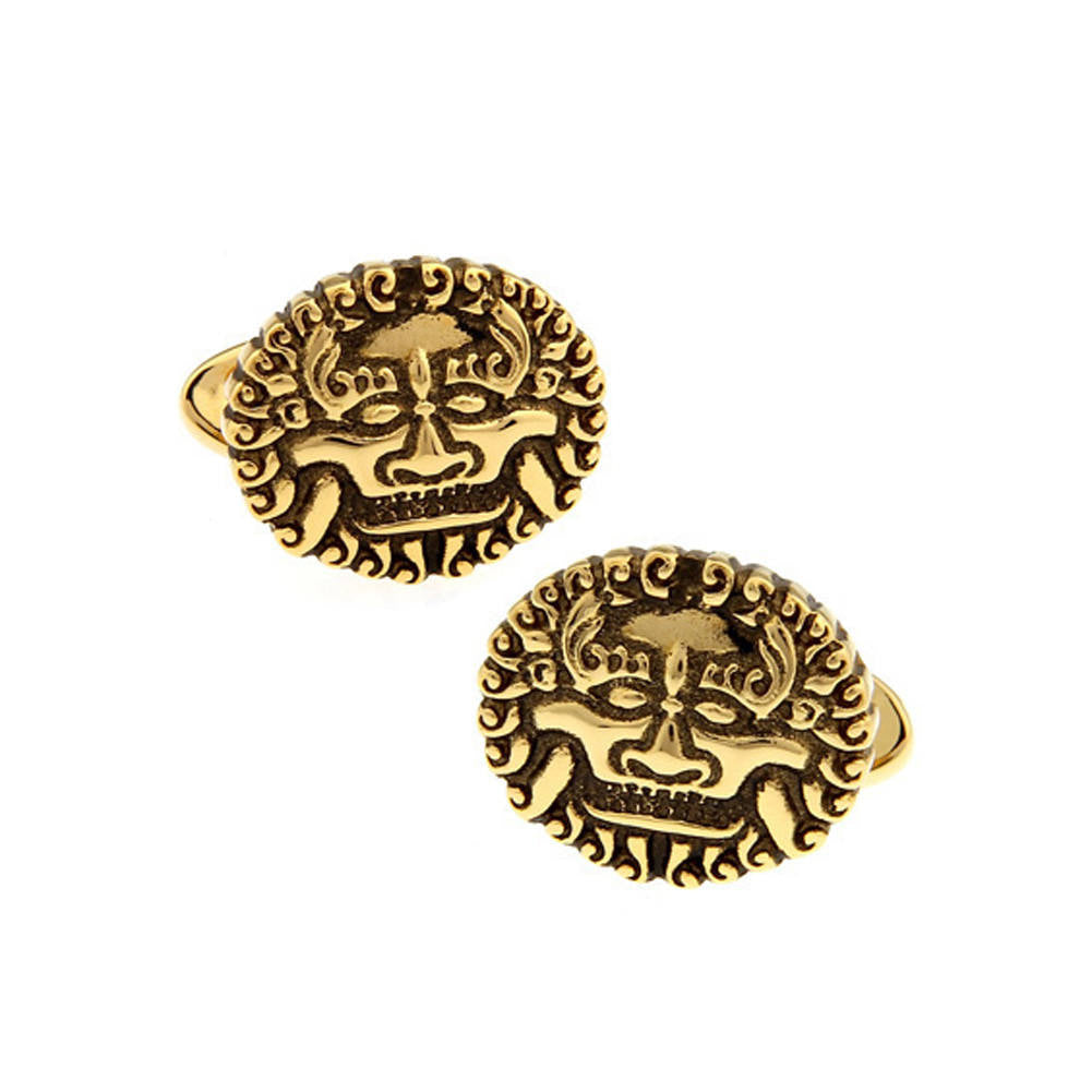 Gold Tone Sun King Cufflinks The King of France Power Royal Crown Empire Cool 3D Black Enamel Cuff Links Comes with Gift Image 1