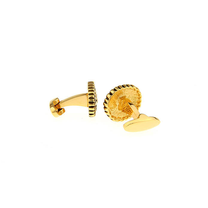 Gold Tone Sun King Cufflinks The King of France Power Royal Crown Empire Cool 3D Black Enamel Cuff Links Comes with Gift Image 2