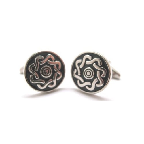 Black Silver Cufflinks Celtic Knot Lovers Cuff Links Danish Waves of the Sea for Groom Father of the Bride Wedding Image 1
