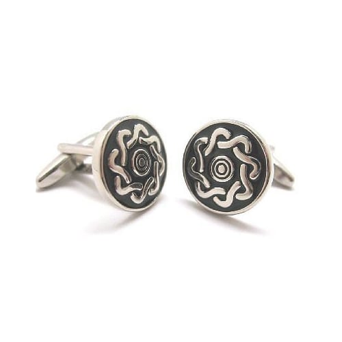 Black Silver Cufflinks Celtic Knot Lovers Cuff Links Danish Waves of the Sea for Groom Father of the Bride Wedding Image 2