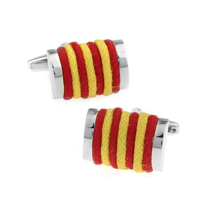 Yellow Red Rope Cufflinks Classic Cuffs Very Cool Fun Unique Cuff Links Comes with Gift Box Image 1