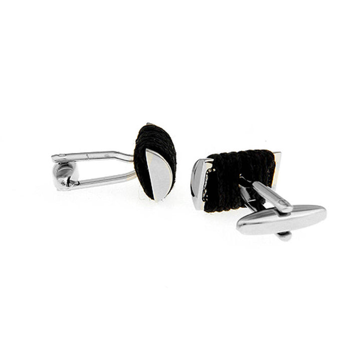Black Rope Cufflinks Classic Cuffs Very Cool Fun Unique Cuff Links Comes with Gift Box Image 2