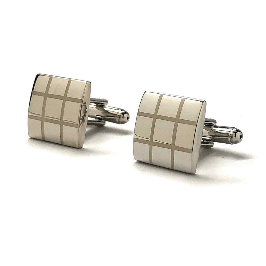 Silver Grid Cufflinks Silver Tic Tac Toe Cufflinks Fun Party Cool Classy Cuff Links Comes Gift Box Gifts for Dad Husband Image 1