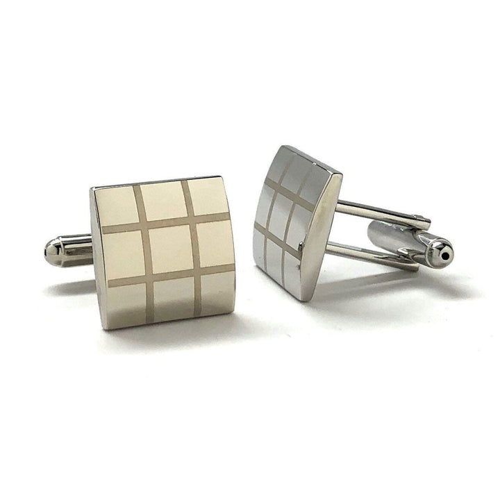 Silver Grid Cufflinks Silver Tic Tac Toe Cufflinks Fun Party Cool Classy Cuff Links Comes Gift Box Gifts for Dad Husband Image 2
