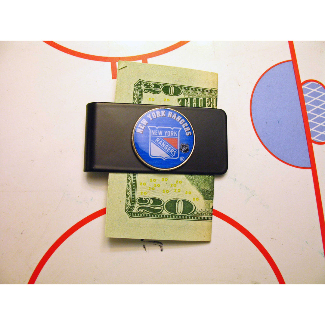 Money Clip Black Edition  York Rangers NHL Hockey Made from US State Quarter One of a Kind Very Cool Present for Dad Image 2