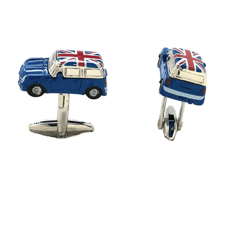 Blue Mini Cufflinks Union Jack Cufflinks Classic Car Cufflinks British Flag UK Blue Enamel 3D Detailed Design Cuff Links Image 1