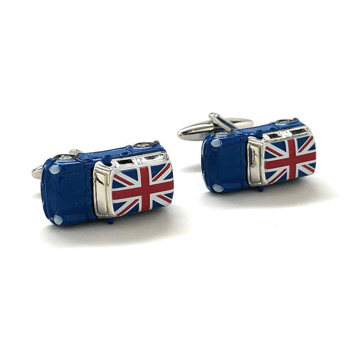 Blue Mini Cufflinks Union Jack Cufflinks Classic Car Cufflinks British Flag UK Blue Enamel 3D Detailed Design Cuff Links Image 3