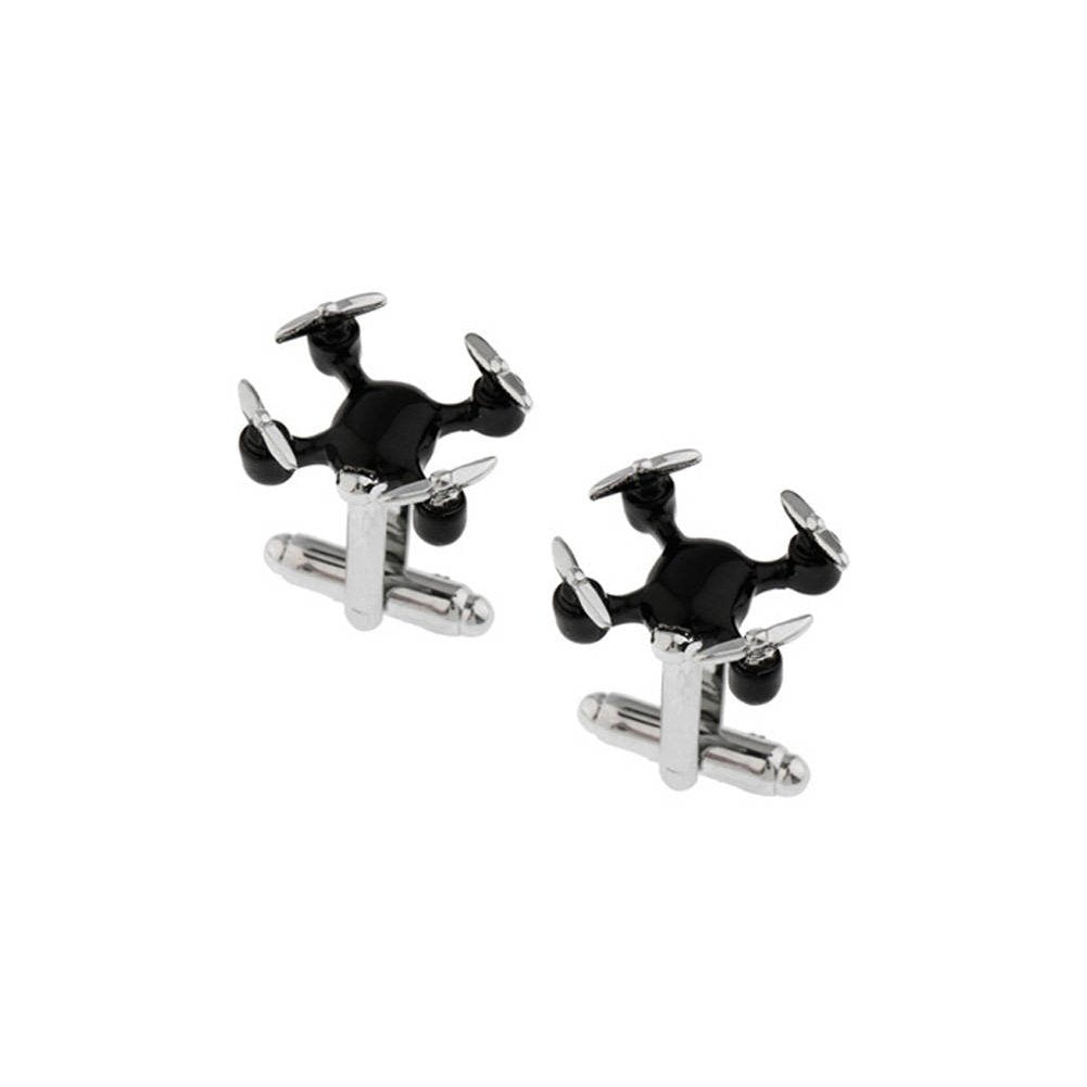 Future Drone Cufflinks Active Technical Computer Black Enamel with Silver Tone Cuff Links Show Off Your Inner Geek Image 1