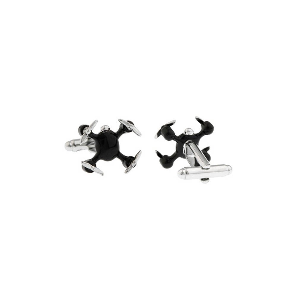 Future Drone Cufflinks Active Technical Computer Black Enamel with Silver Tone Cuff Links Show Off Your Inner Geek Image 2
