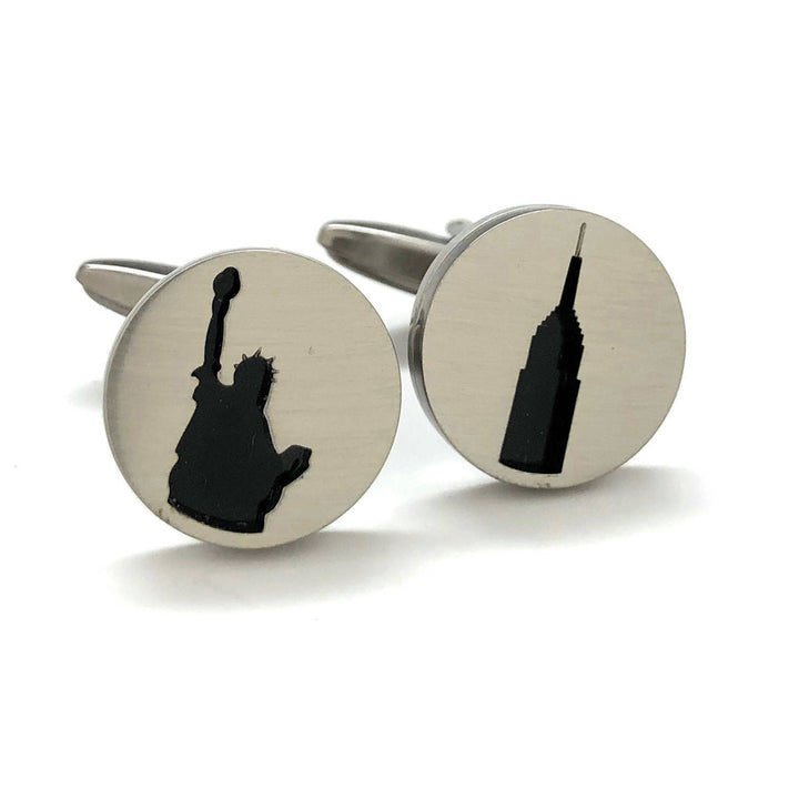 York City Cufflinks Celebrating NY Empire State Building Statue of Liberty NYC Pride Cuff Links Image 1