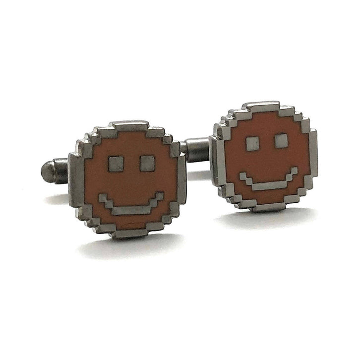 Digital Smiley Face Cufflinks Fun Cool Wear Pixel Happiness Cuff Links Comes with Gift Box Image 1