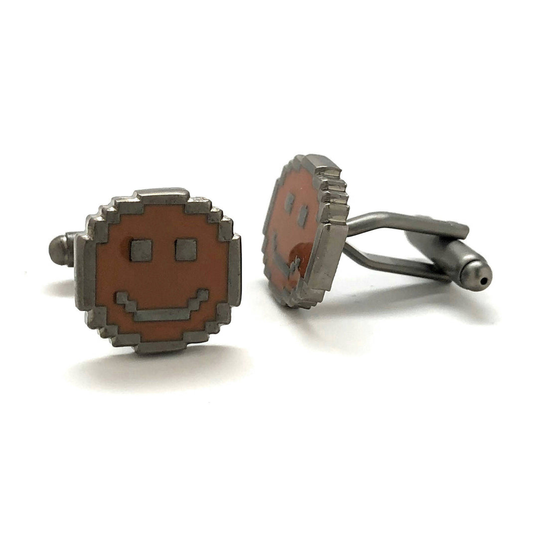 Digital Smiley Face Cufflinks Fun Cool Wear Pixel Happiness Cuff Links Comes with Gift Box Image 2