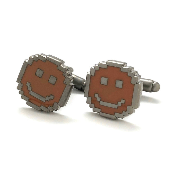 Digital Smiley Face Cufflinks Fun Cool Wear Pixel Happiness Cuff Links Comes with Gift Box Image 4