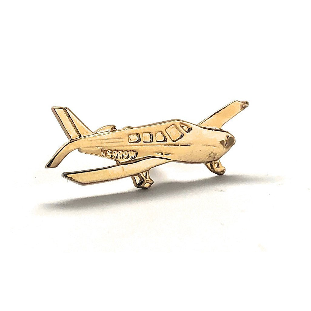 Cessna Airplane Enamel Pin Gold Lapel Pin Gold Tone Pilot Aviator Tie Tack Image 2
