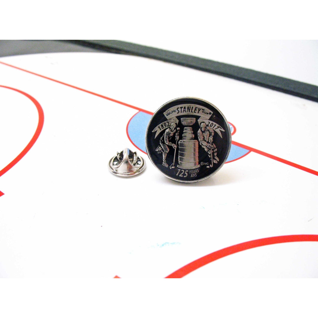 Enamel Pin  Stanley Cup  Collectors Lapel Pin Enamel Coin Hockey Gifts  Hand Painted  Black  Royal Canadian Mint 125 Image 3