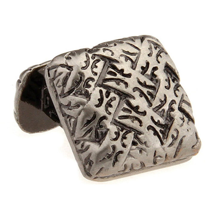 Designer Sculpted Antique Silver Woven Weave Celtic Cufflinks Straight Post Detailed Heavy Style Cuff Links Image 1