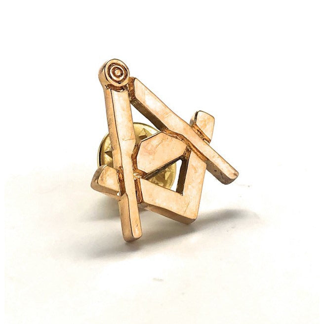 Enamel Pin Masonic Symbol Lapel Pin Freemason Collector Gold Tone Cut Out Compass and Square Tie Tack Comes with Gift Image 2