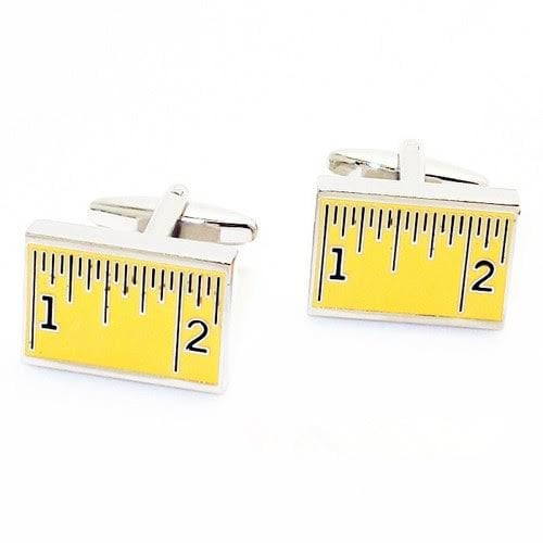Yellow Measuring Tape Cufflinks Cuff Links Ruler Clothier Alterations Image 1