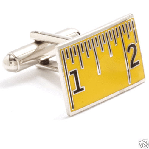 Yellow Measuring Tape Cufflinks Cuff Links Ruler Clothier Alterations Image 2