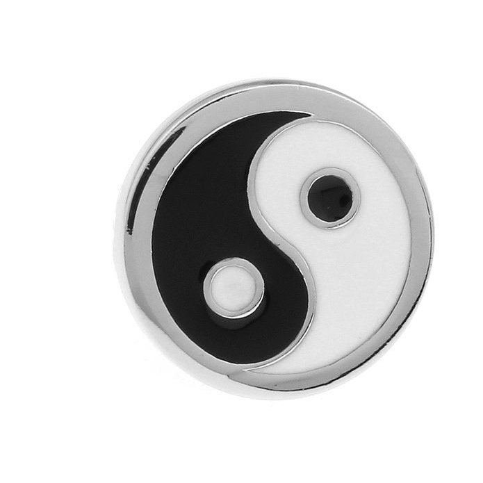 Enamel Pin Yin and Yang Lapel Pin Silver White Black Enamel Tie Tack Collector Pin Life Balance in Life Comes with Gift Image 2