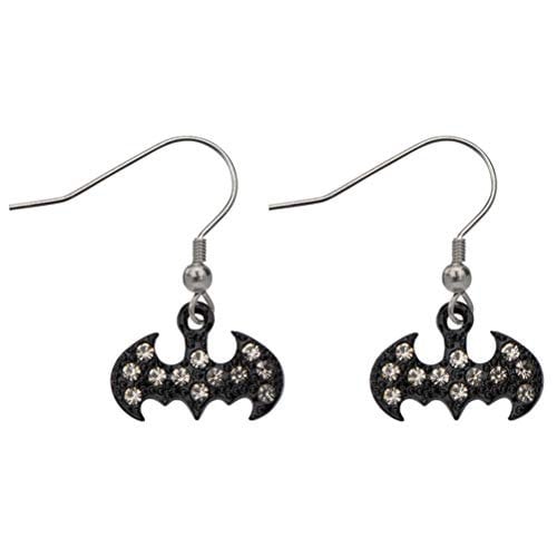 Women Earrings Batman Sign of the Bat with Crystals Dangle Earrings superhero Collection Jewelry Image 1