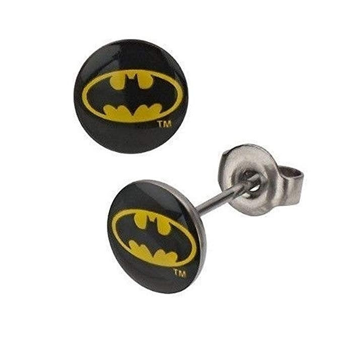Earrings Batman Sign of the Bat Stainless Steel Post Little Batman Stud Earrings superhero Collection Jewelry Image 1
