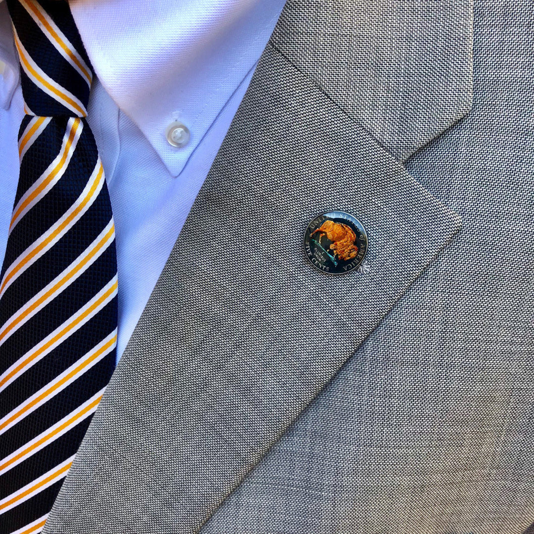 Enamel Pin Lapel Pin US Buffalo Nickel Enamel Coin Hand Painted  Bison Tie Tack Pins Gifts for Dad Coins  Missionary Image 4