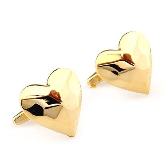 Gold Heart Cufflinks Thick Lovers Heart Cufflinks Love of Your Life Cuff Links Groom Father Bride Wedding Marriage Image 1