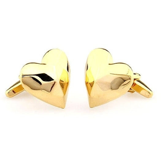 Gold Heart Cufflinks Thick Lovers Heart Cufflinks Love of Your Life Cuff Links Groom Father Bride Wedding Marriage Image 2