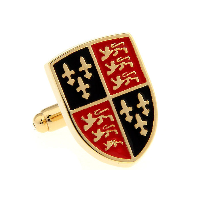 Coat of Arms Cufflinks Gold Tone Royal Coat of Arms of England Shield Cufflinks English Britain Enamel Cuff Links Comes Image 1