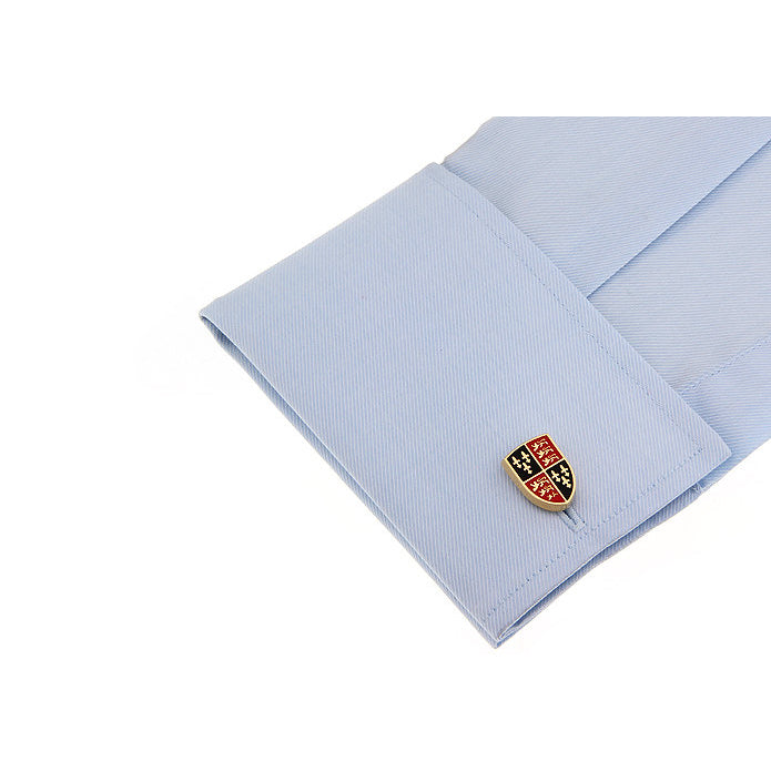 Coat of Arms Cufflinks Gold Tone Royal Coat of Arms of England Shield Cufflinks English Britain Enamel Cuff Links Comes Image 3