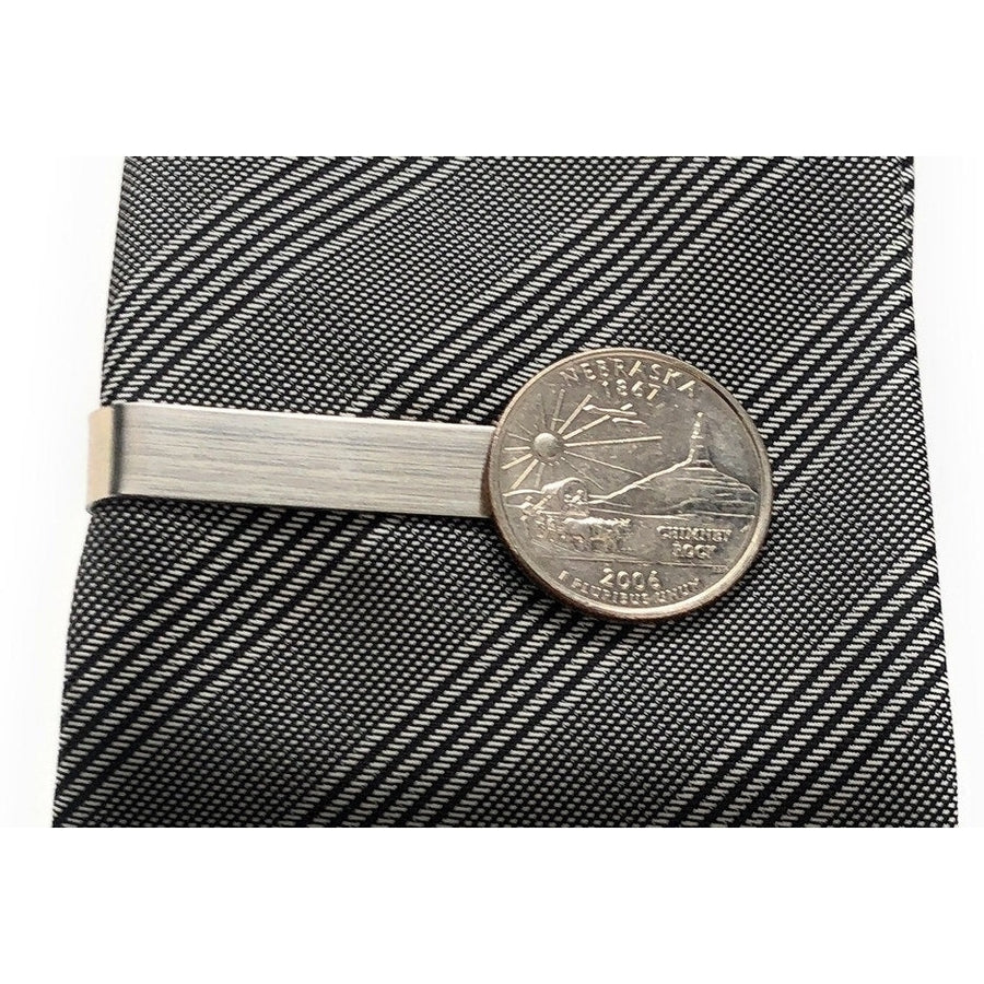 Tie Clip Nebraska State Quarter Enamel Coin Tie Bar Travel Souvenir Coins Keepsakes Cool Fun Collector Gift Box Image 1