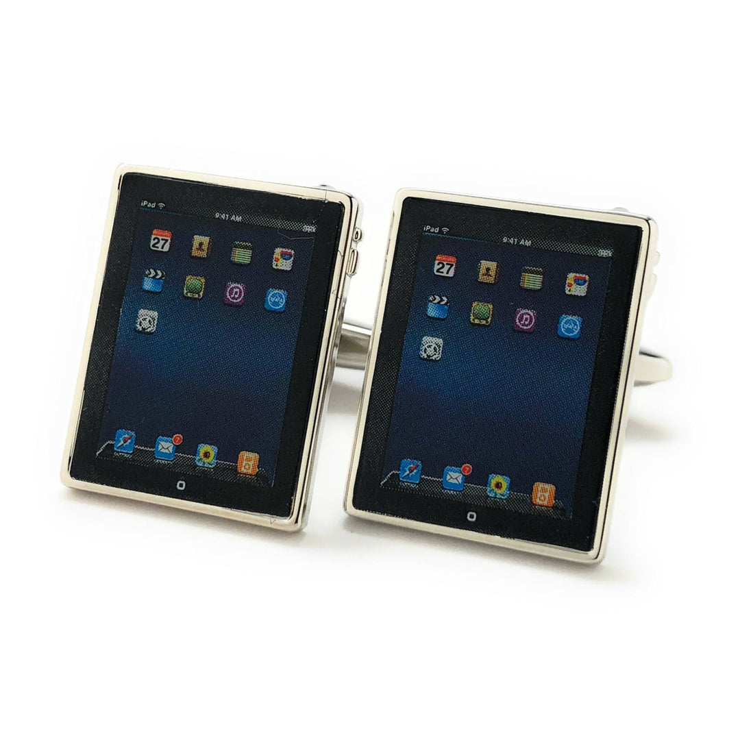 Tablet Computer Cufflinks Black Edition Nerdy Party Master Unique Very Cool Fun Cuff Links High Tech Cuff Links Gift Image 1