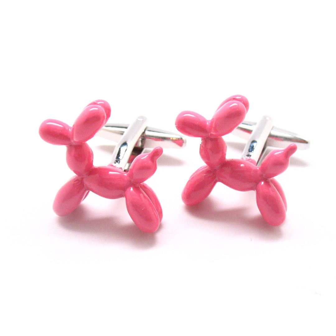 Pink Party Balloon Dog Cufflinks Doggie Good Times Fun Cool Unique Cuff Links Gift Box White Elephant Gifts Image 1