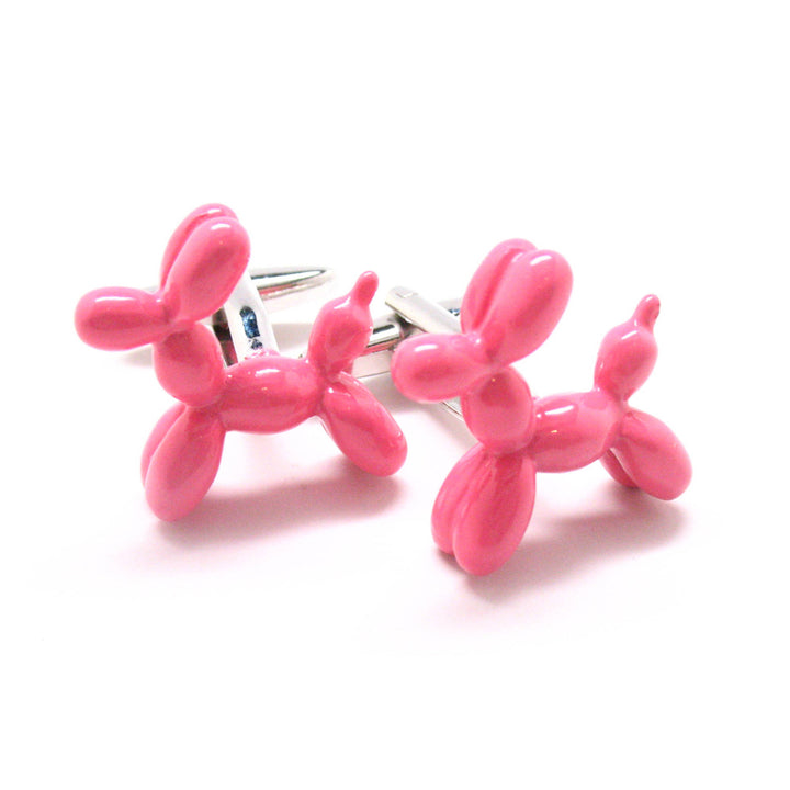 Pink Party Balloon Dog Cufflinks Doggie Good Times Fun Cool Unique Cuff Links Gift Box White Elephant Gifts Image 3