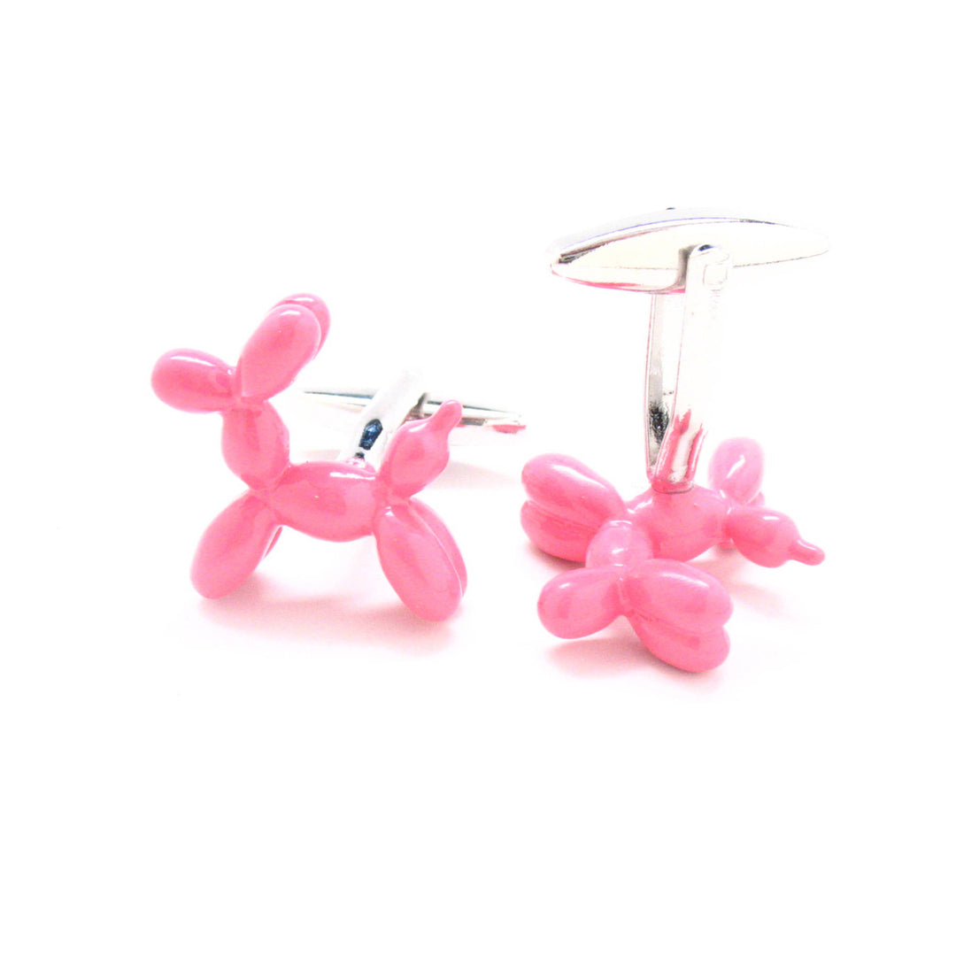 Pink Party Balloon Dog Cufflinks Doggie Good Times Fun Cool Unique Cuff Links Gift Box White Elephant Gifts Image 4