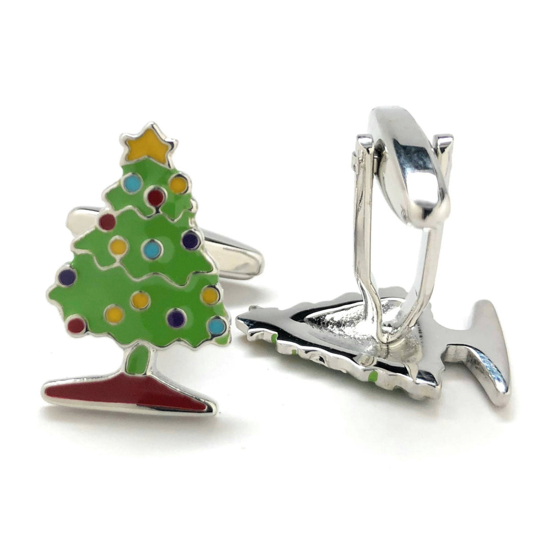 O Christmas Tree O Christmas Tree Holiday Cufflinks Green Creatively Decorated Fun Cool Work Party Unique Cuff Links Image 3