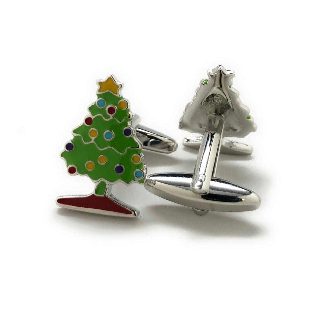 O Christmas Tree O Christmas Tree Holiday Cufflinks Green Creatively Decorated Fun Cool Work Party Unique Cuff Links Image 4